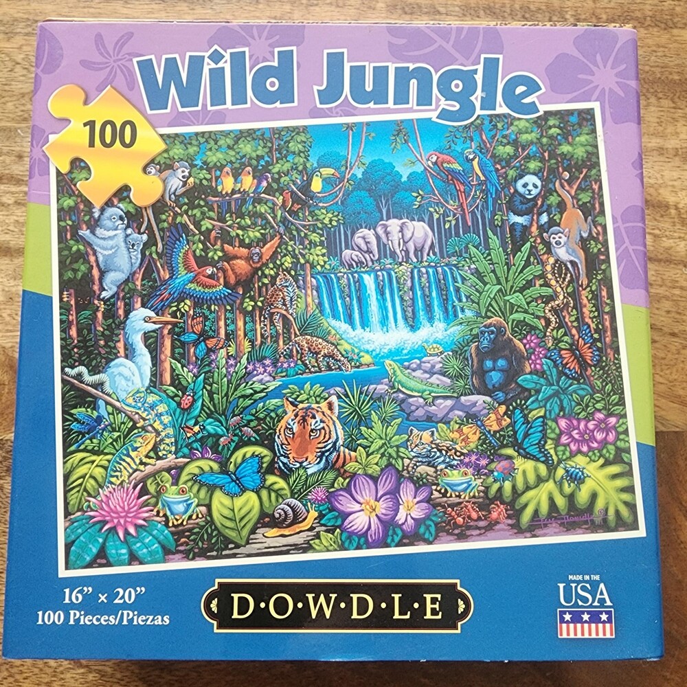 Dowdle Wild Jungle 100 Piece Jigsaw Puzzle Multi-Color Animals 16x20 USA
